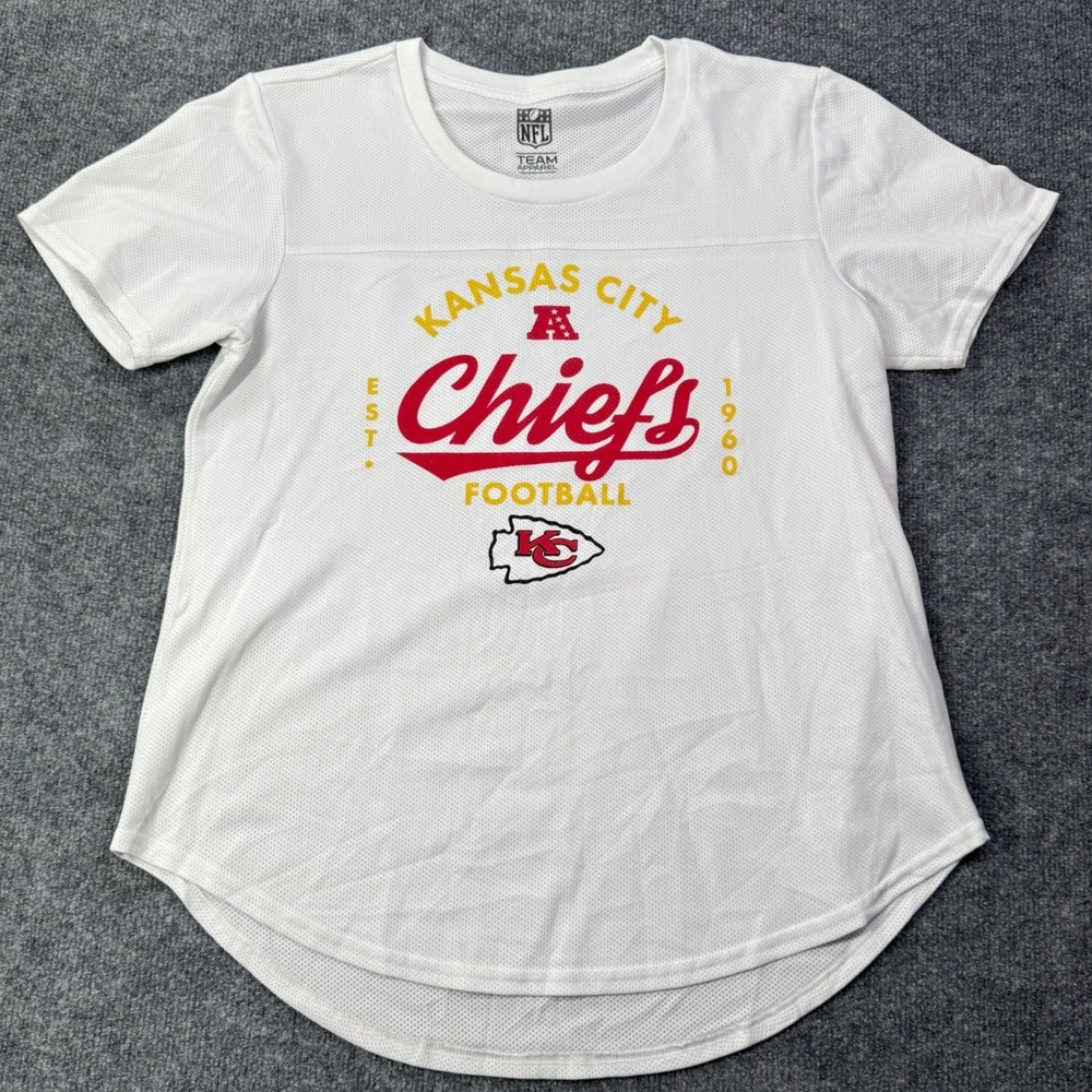 Kansas City Chiefs NFL Team Apparel Shirt Womens M White Mesh Football